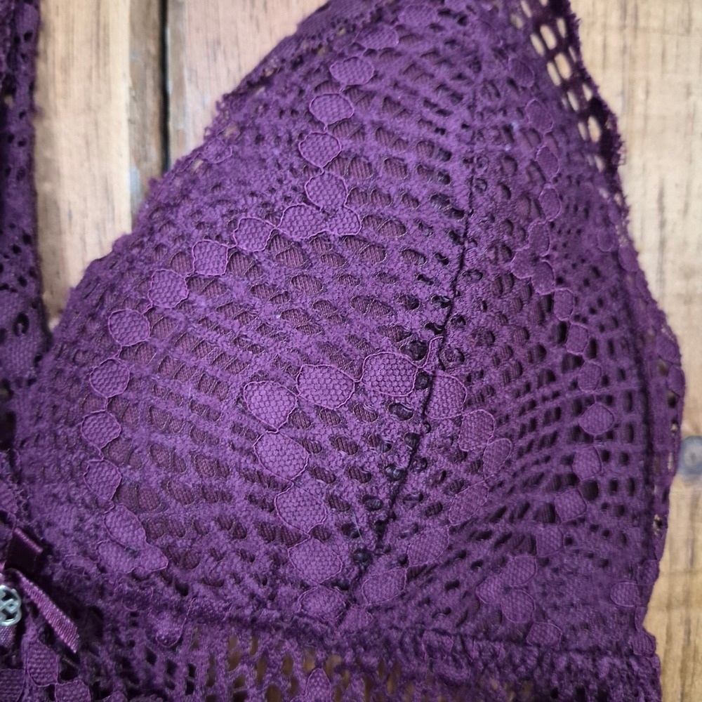 Daisy Fuentes Plum Purple Lace Racerback Baby Doll Camisole Top Size Medium - Picture 11 of 11